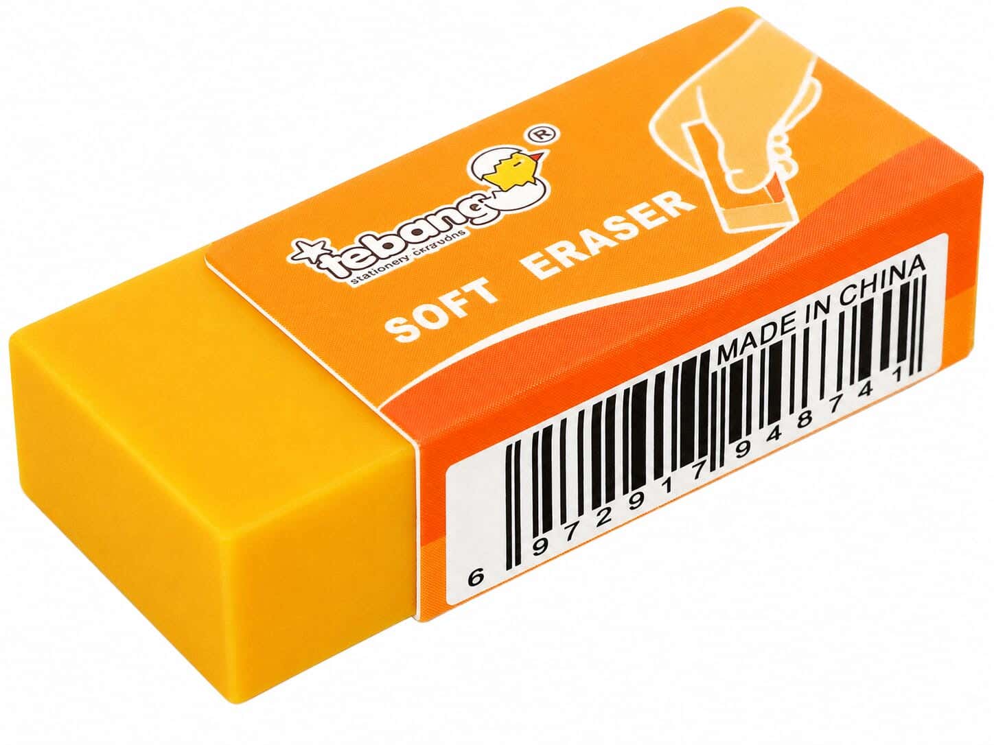 Tebang Plastic Eraser, 4 cm - Orange