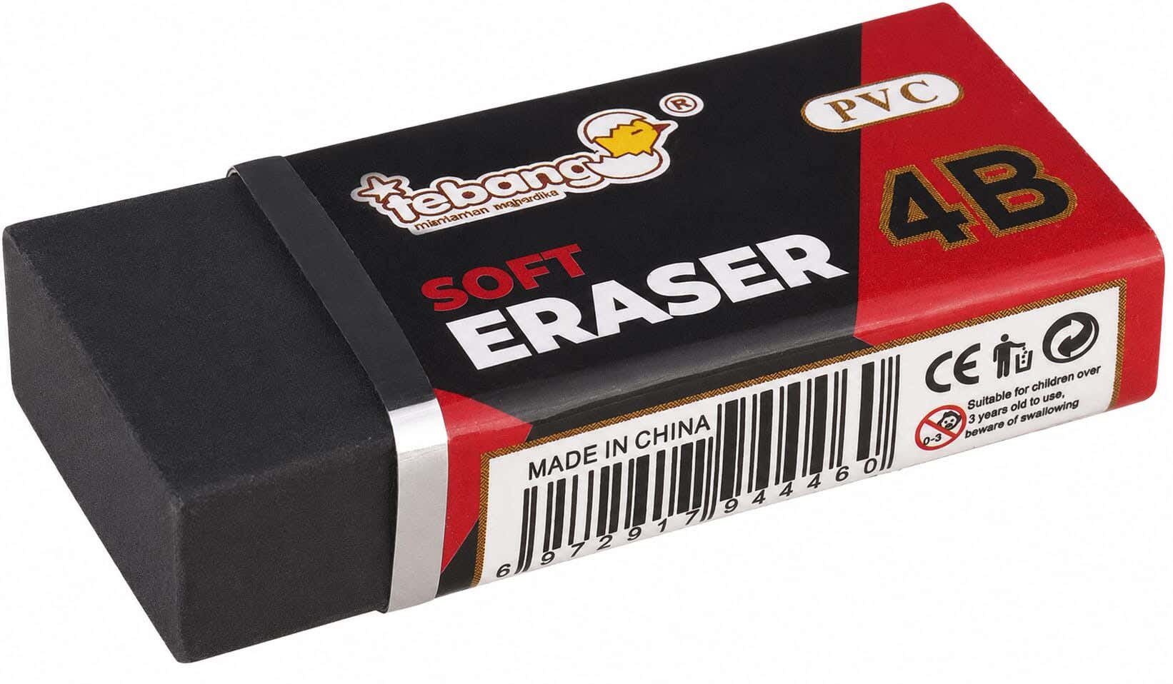Plastic Eraser, 4 cm - Black