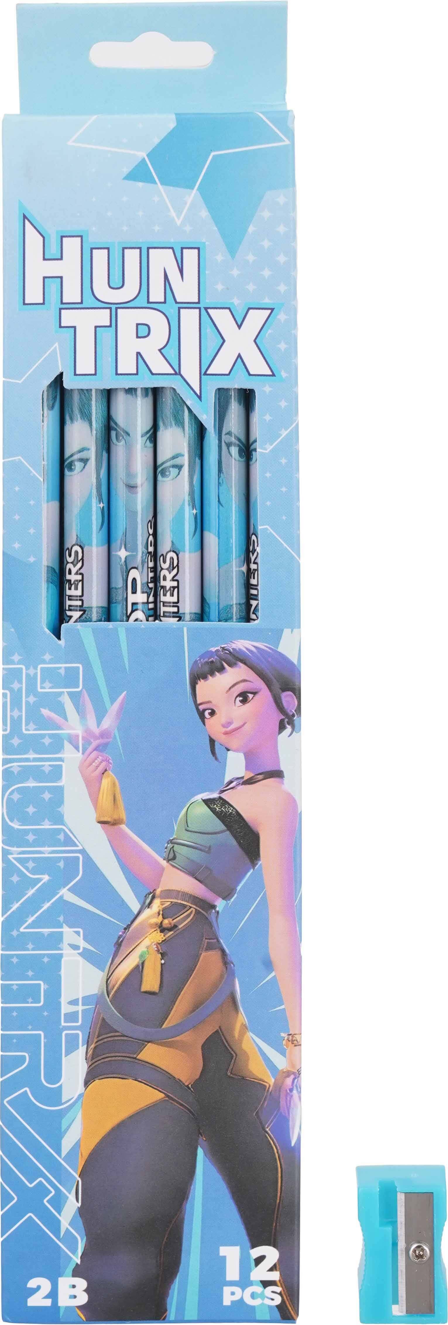 Pencil set, 12 pencils, 2B, with eraser and sharpener - Multicolor