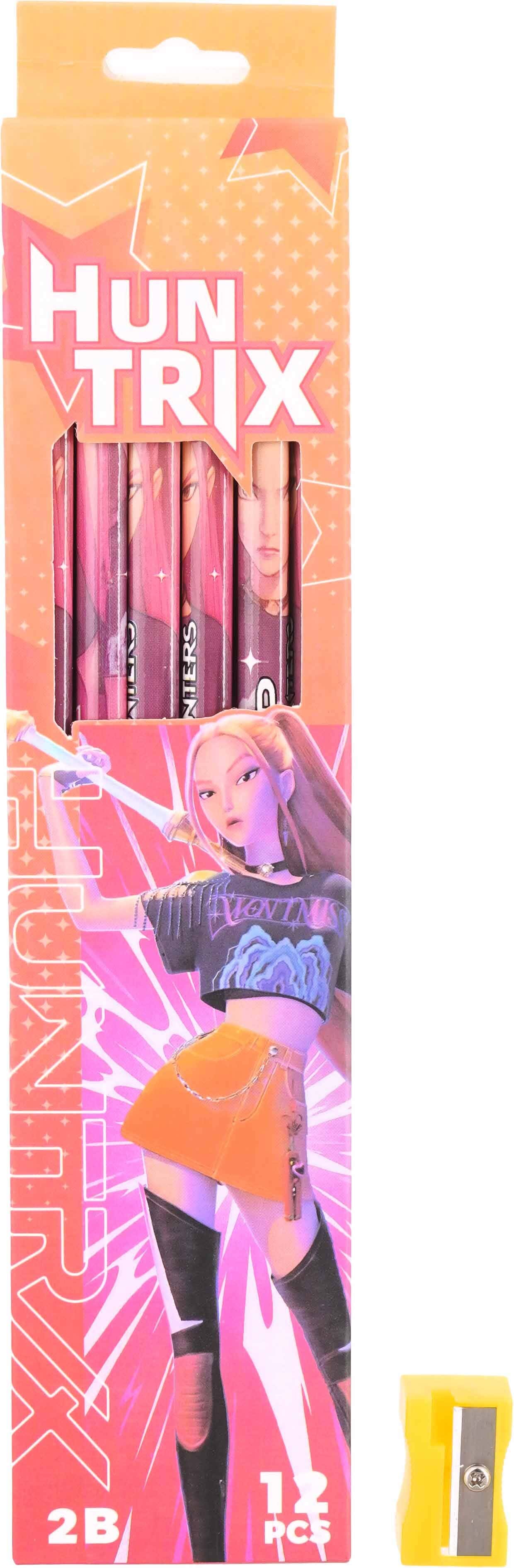Pencil set, 12 pencils, 2B, with eraser and sharpener - Multicolor