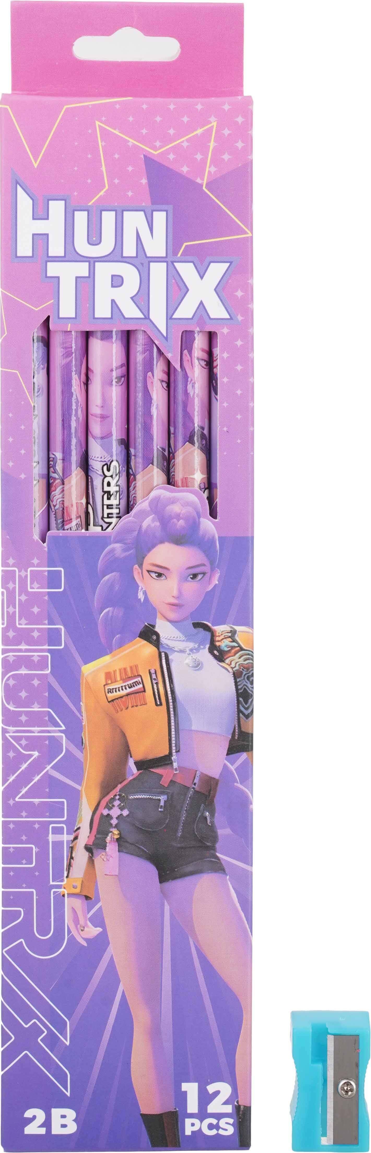 Pencil set, 12 pencils, 2B, with eraser and sharpener - Multicolor