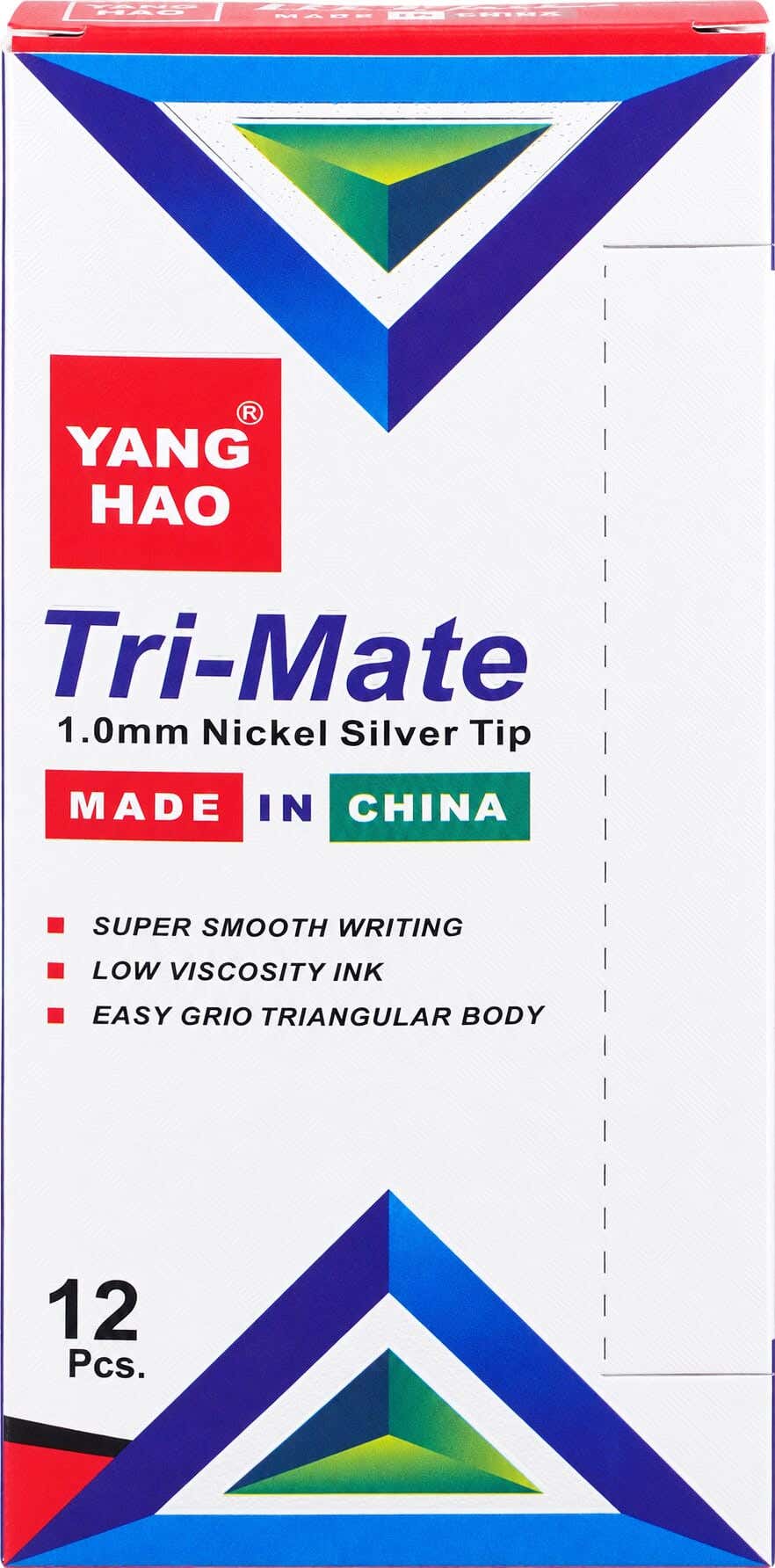 Tri-Mate Ballpoint Pens Box, 12 Pens - White Blue