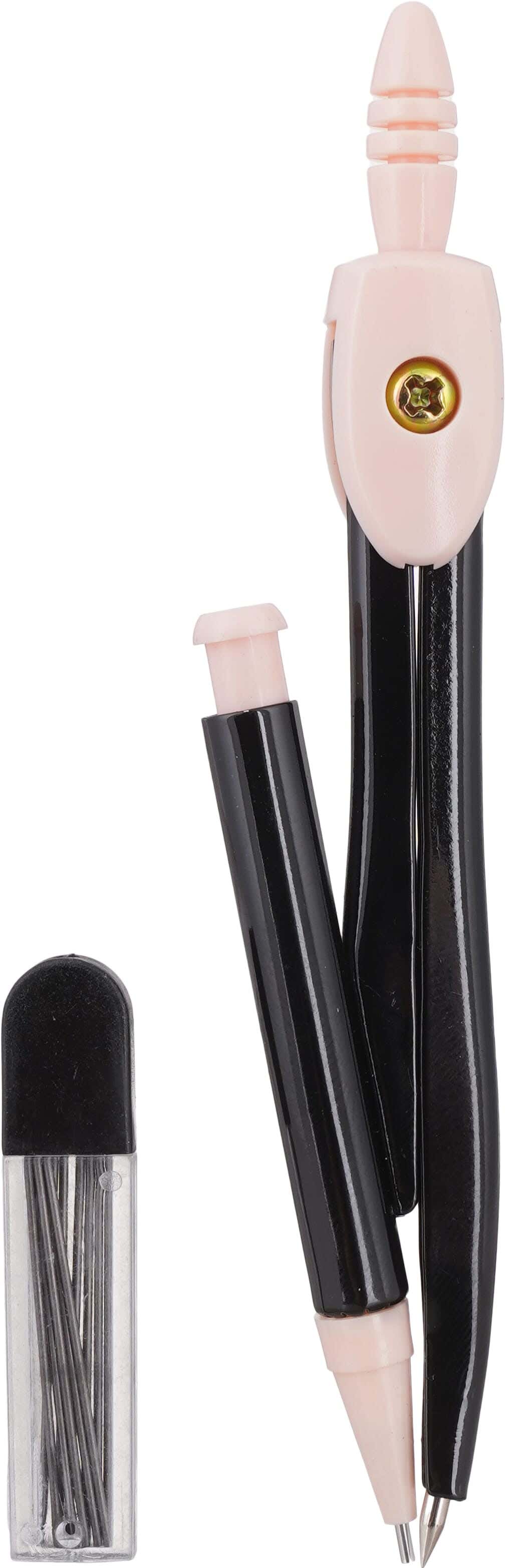 Metal Geometry Compass Set with Mechanical Pencil, 2 pieces - Black Rose