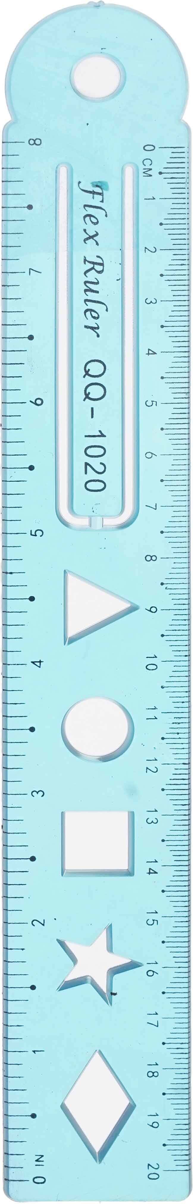 Plastic ruler, 20 cm - Blue