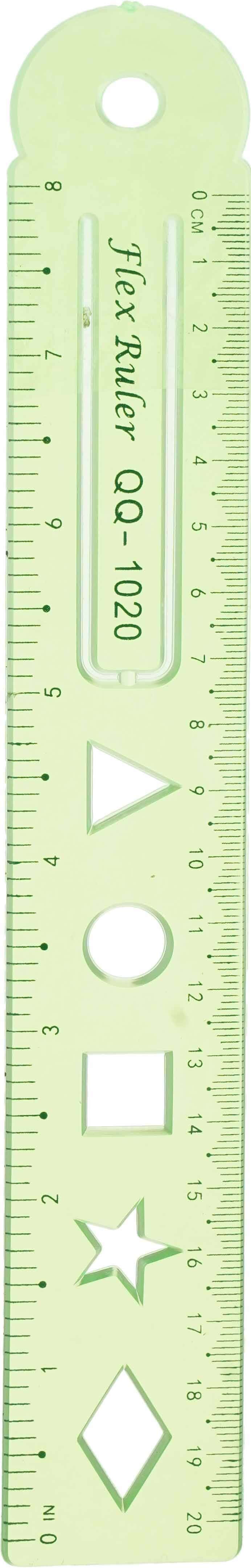 Plastic ruler, 20 cm - Green