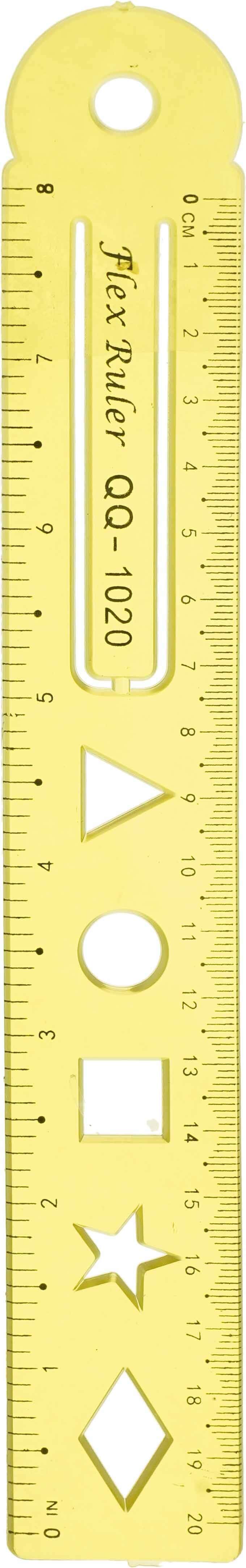Plastic ruler, 20 cm - Yellow