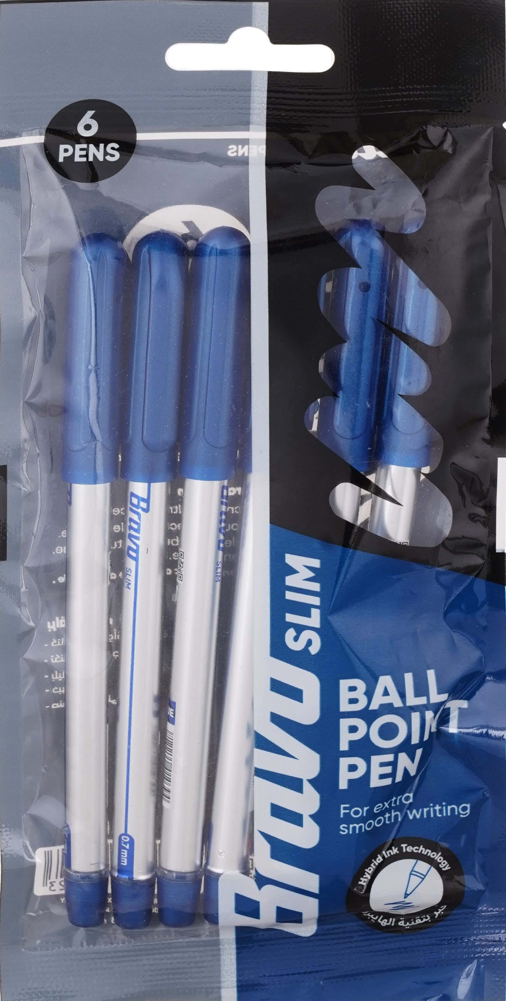 Bravo Ballpoint pen set, 6 pens - Blue