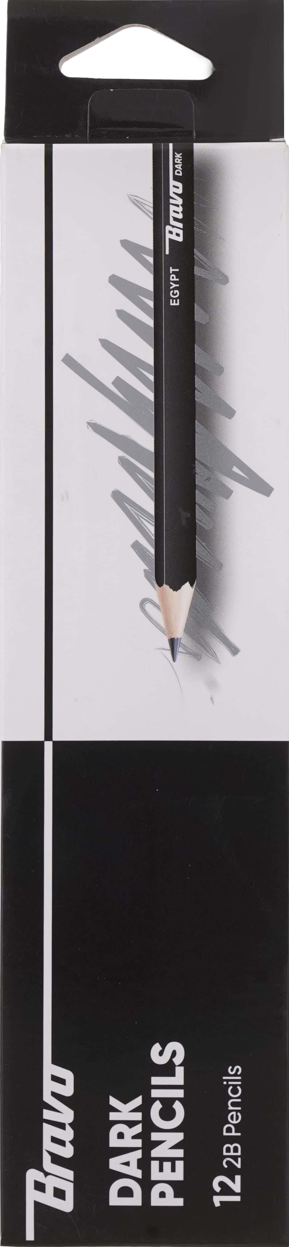 Bravo Pencil set, 12 pencils, 2B, with eraser - Black