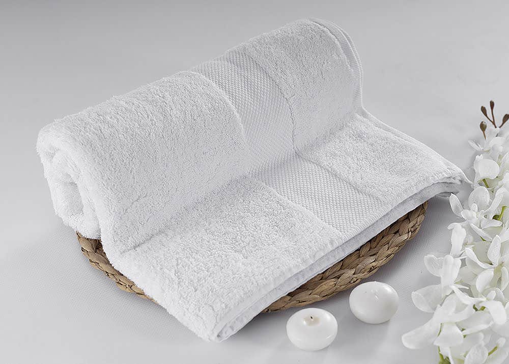 jacquardina Cotton Face Towel, 90×150 cm - White