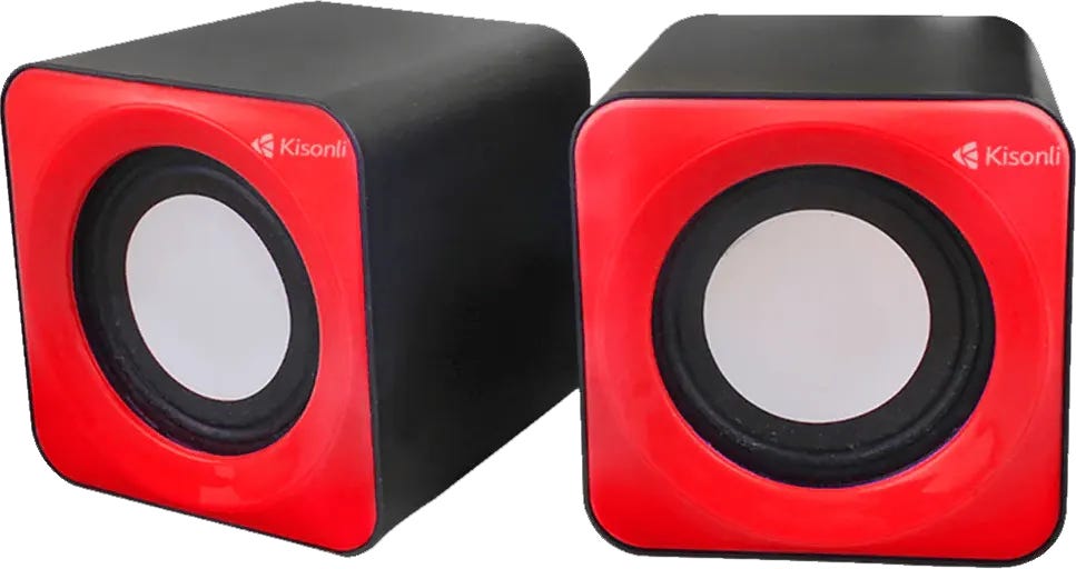 Kisonley Wired Speaker, USB, V310 - Black Red