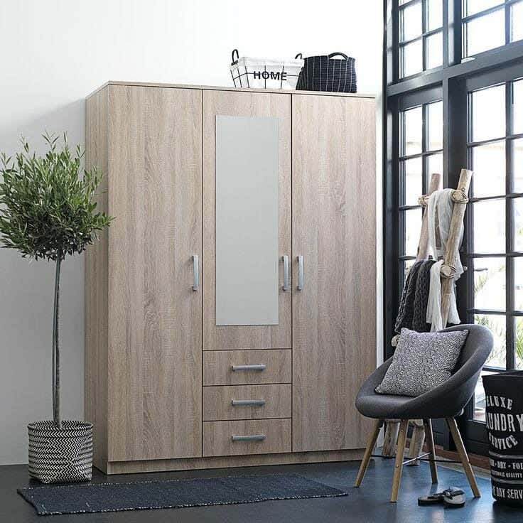 MDF Wood Modern Wardrobe, 200x160x50 cm - Beige