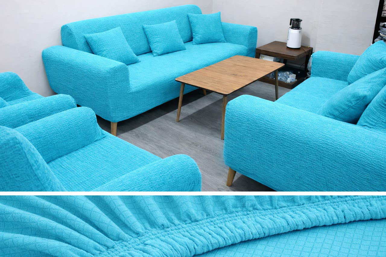 Sitting Room Cover, 4 Pieces - Turquoise