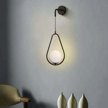 Wall Light Metal & Glass, 25×20×40 cm - Black