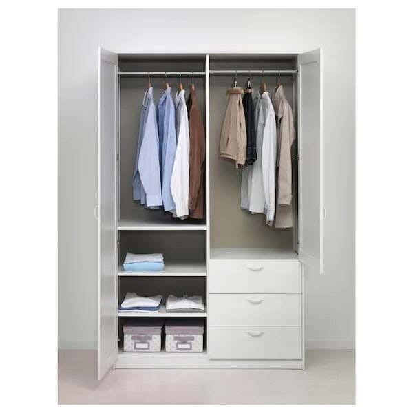 Spanish MDF Wood Wardrobe, 3 Shelves And 3 Drawers, 120 × 200 × 50 Cm - White
