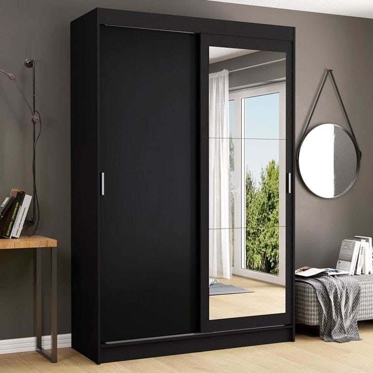 MDF Wood Modern Wardrobe, 200x120x50 cm - Black