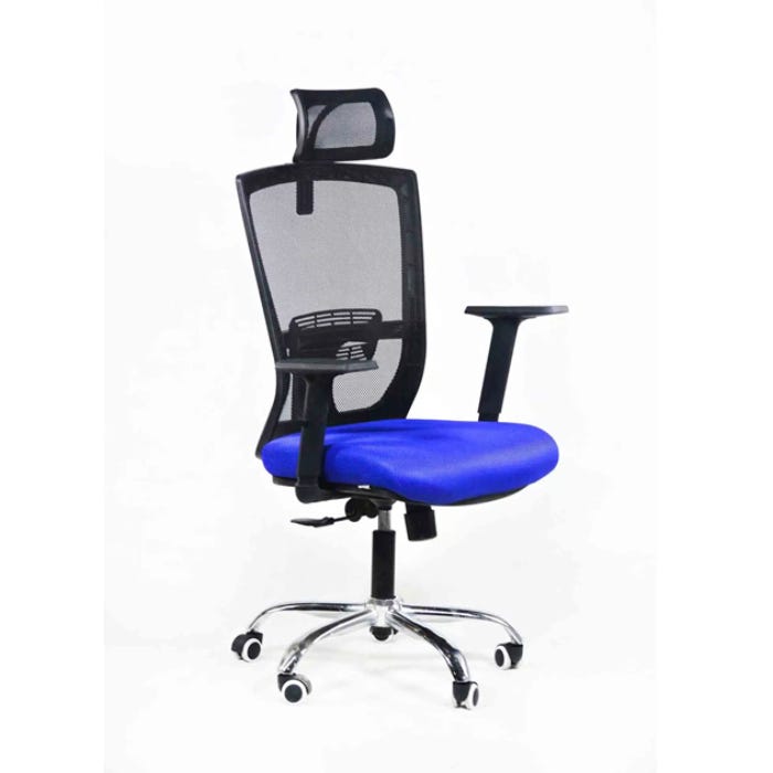 Metal Moveable Office Chair, 50×50×120 cm - Black Blue