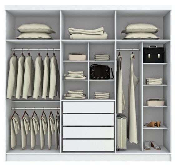MDF Wood Clothes' Cabinet, 220x240x50 cm - White
