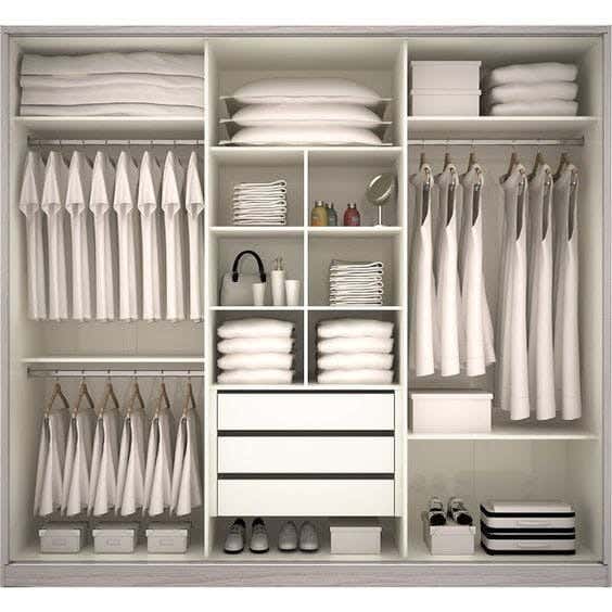 MDF Wood Clothes' Cabinet, 200x200x50 cm - White