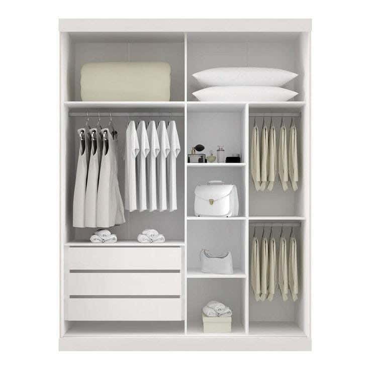 MDF Wood Clothes' Cabinet, 210x180x50 cm - White