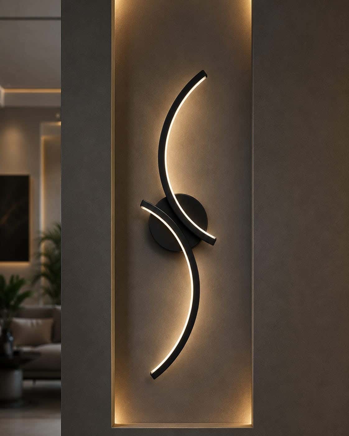 LED Wall Light, Metal, 5×27×55 cm - Black