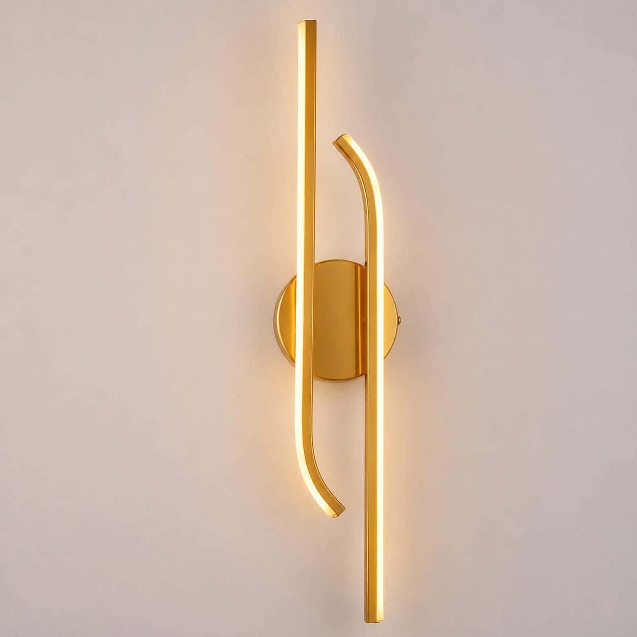 LED Wall Light, Metal, 5×12×55 cm - Gold