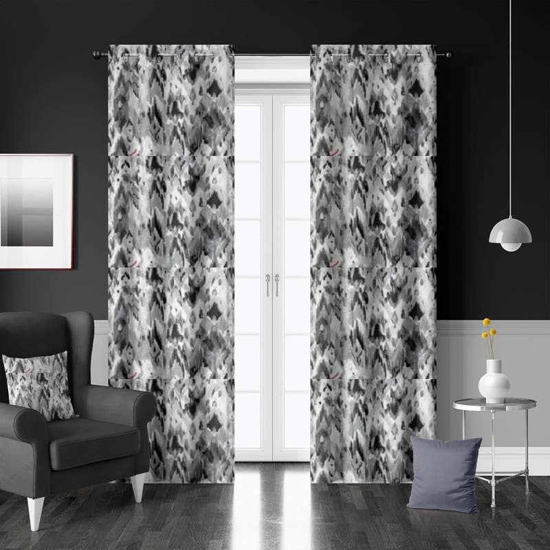 Digital Cotton Curtain, 150x270cm, 2 Pieces - Grey