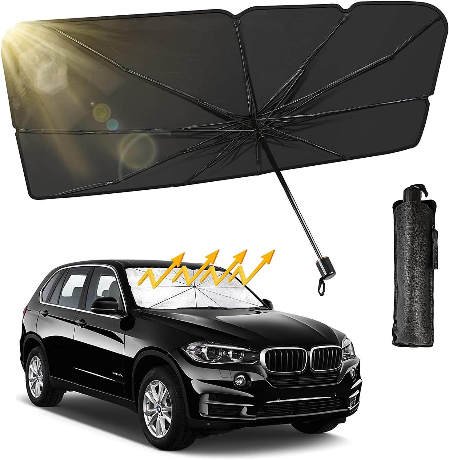 Car Windshield Sunshade Front Protector - Black