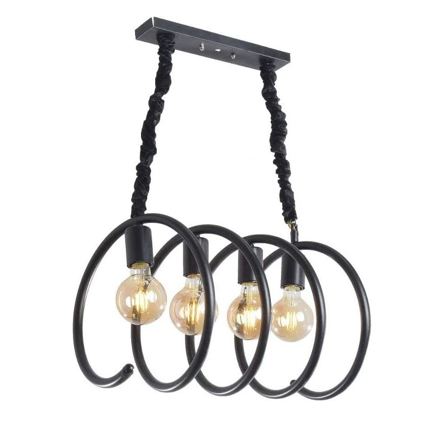 Modern Chandelier, 4 Bulbs, 70×60 - Black