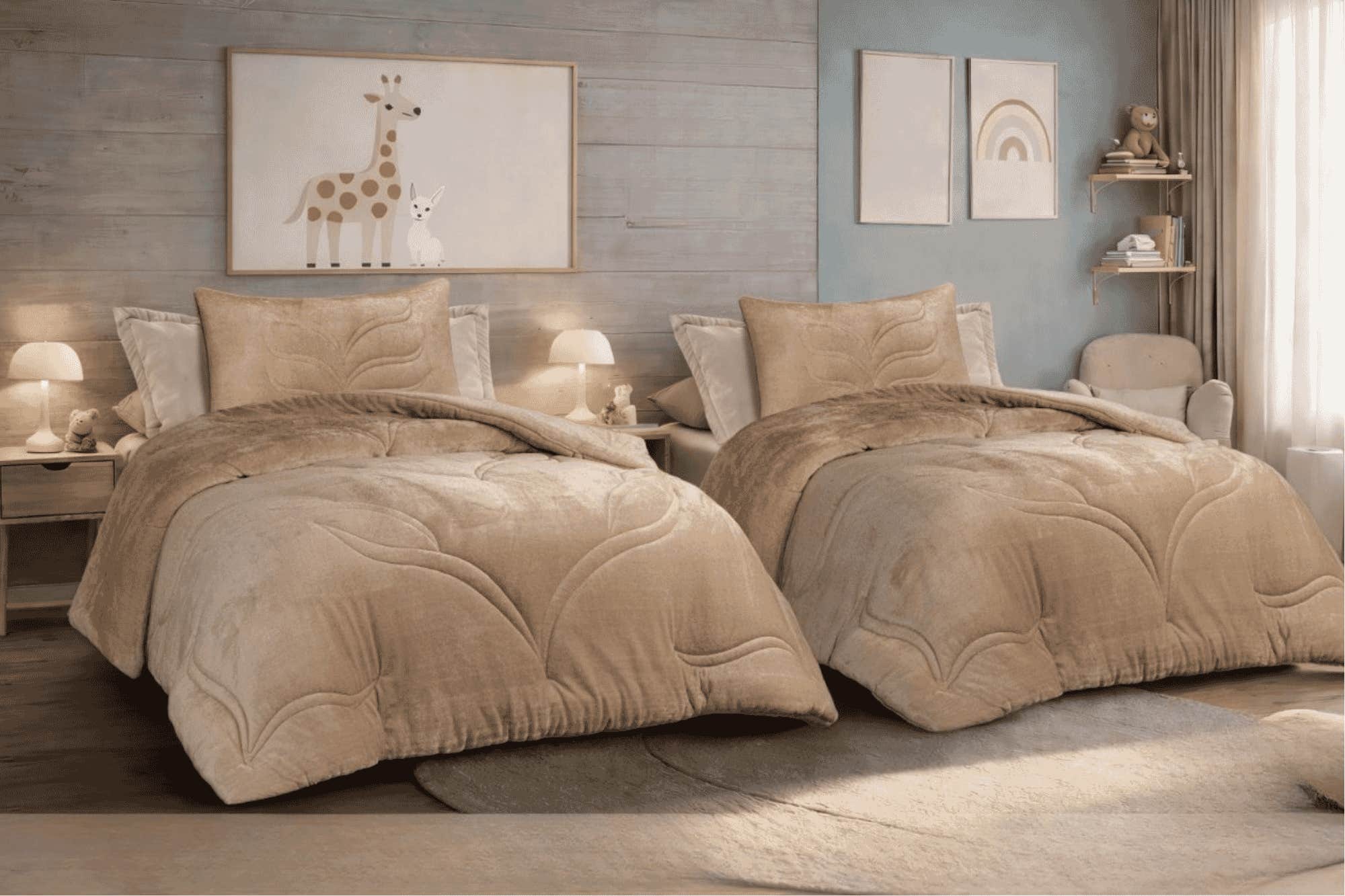 Rimas baby quilt, 240x190cm, velvet - beige