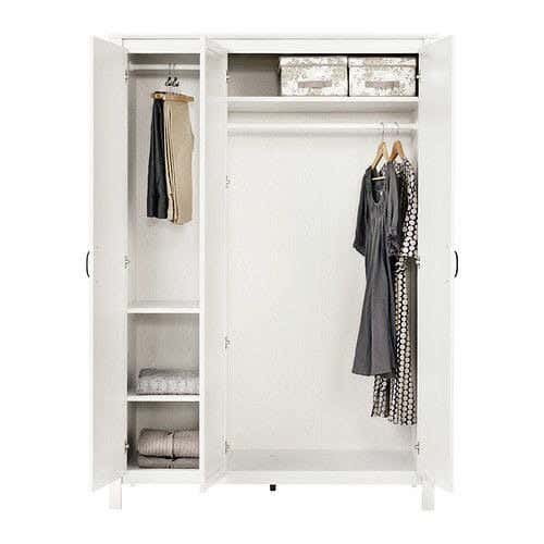 Spanish MDF Wood Wardrobe, 4 Shelves And 2 Hangers, 140 × 200 × 50 Cm - White