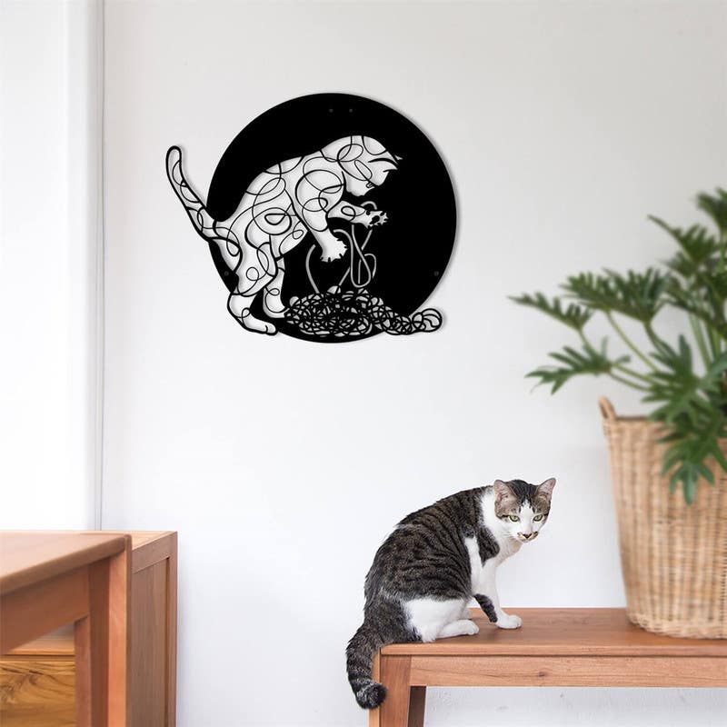 Decorative Wall Hanging, MDF Wood, 100×100×0.5 - Black