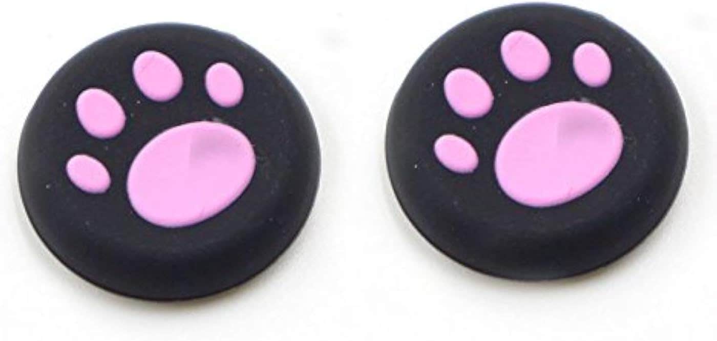 Qulloo Silicone Controller Thumb Grips Caps for PlayStation, Xbox One, 2 Pieces - Pink Black
