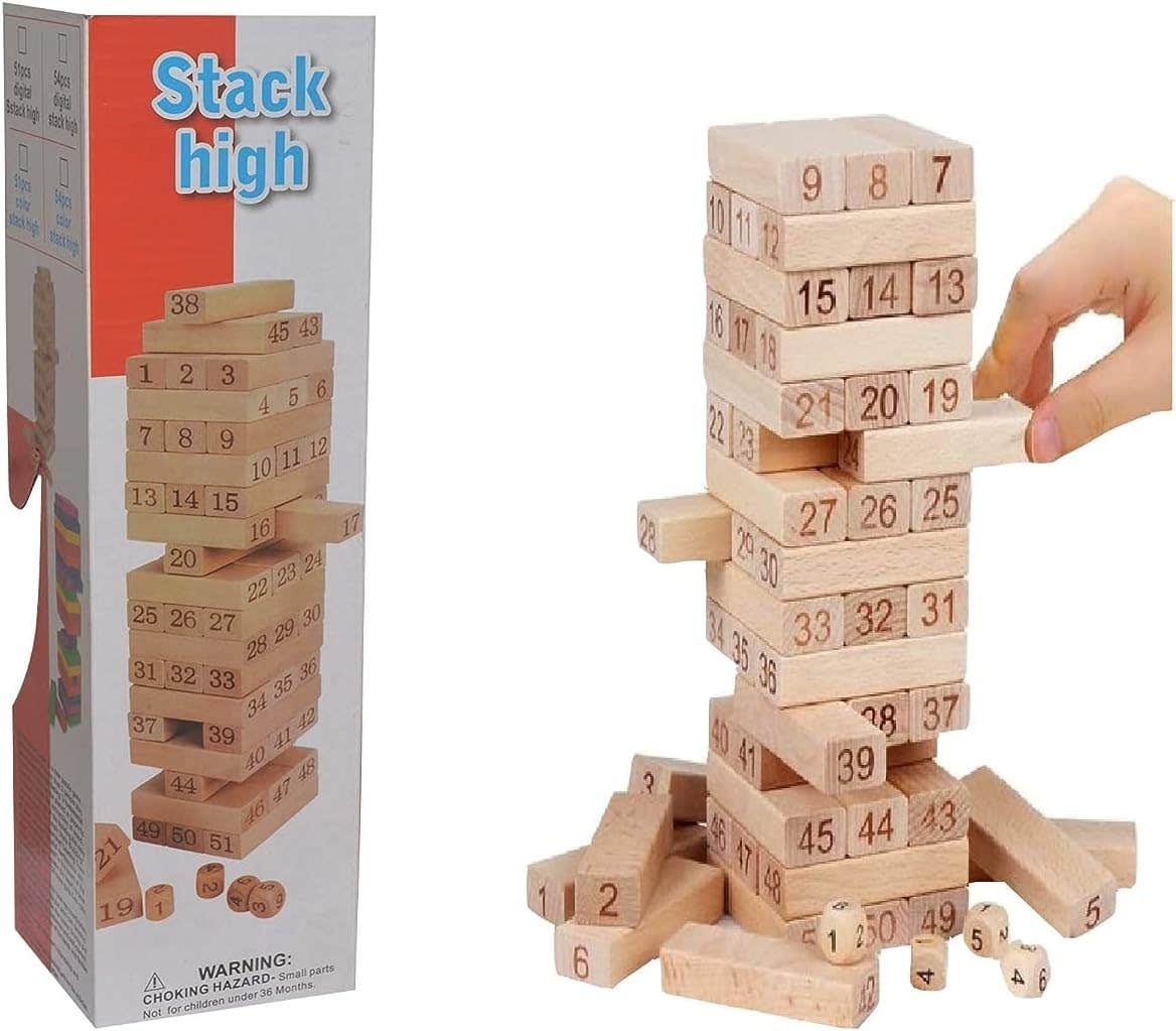 Educational Design Wood Wooden Block Game, 54 Pieces - Beige