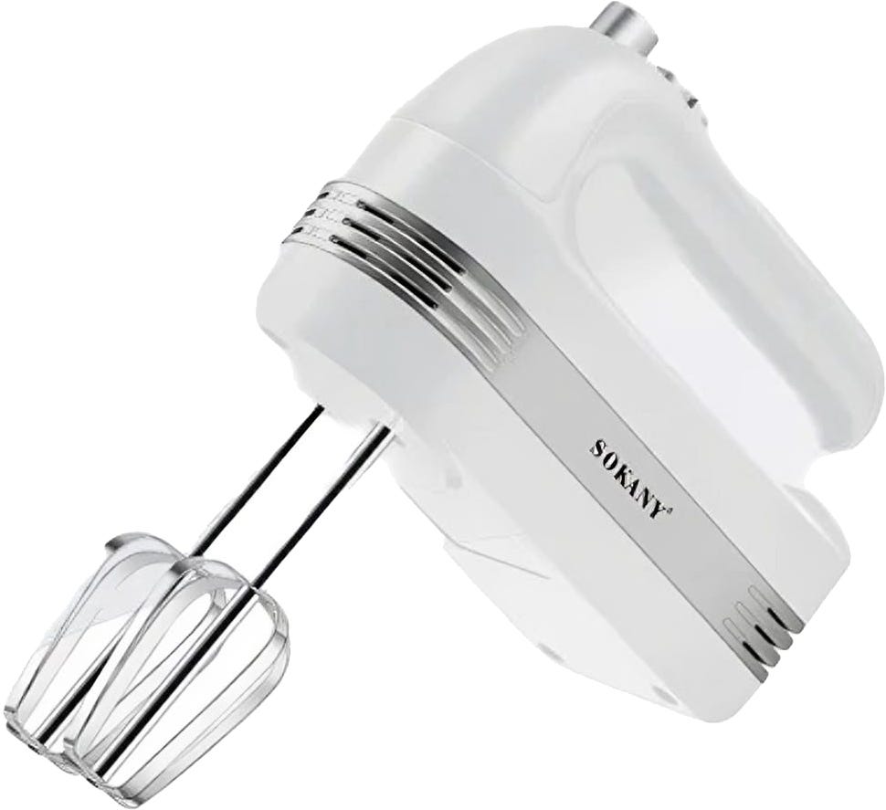 Sokany SK-02002 Hand Mixer, 5 Speeds + Turbo, 600 Watt - White