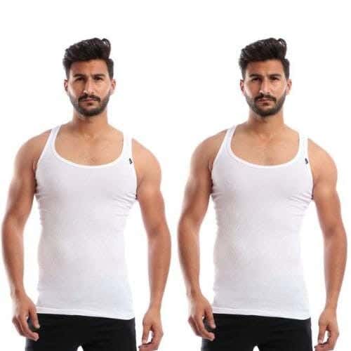 Cottonil Cotton Men Sleeveless Undershirts Set, M, 2 Pieces - White
