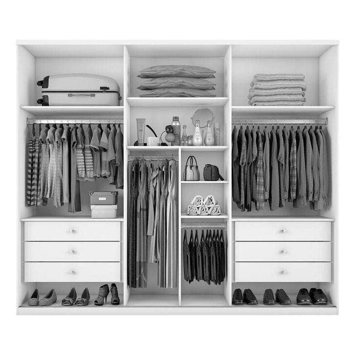 MDF Clothes' Cabinet, 220x200x50 cm - White
