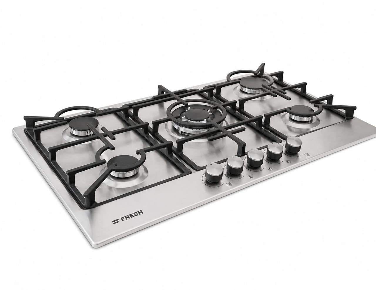 Fresh 21663 Built-in Gas Hob, 90 cm, 5 Burners, Cast Iron Pan Supports, Safety Features - Silver