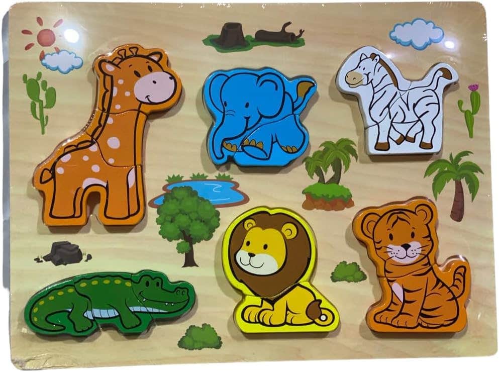 Safari Animals Design Assembly Puzzle, Large - Multicolor