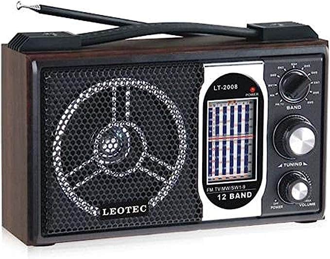 Leotec LT-2008 Portable FM Radio, Battery & Electricity - Brown