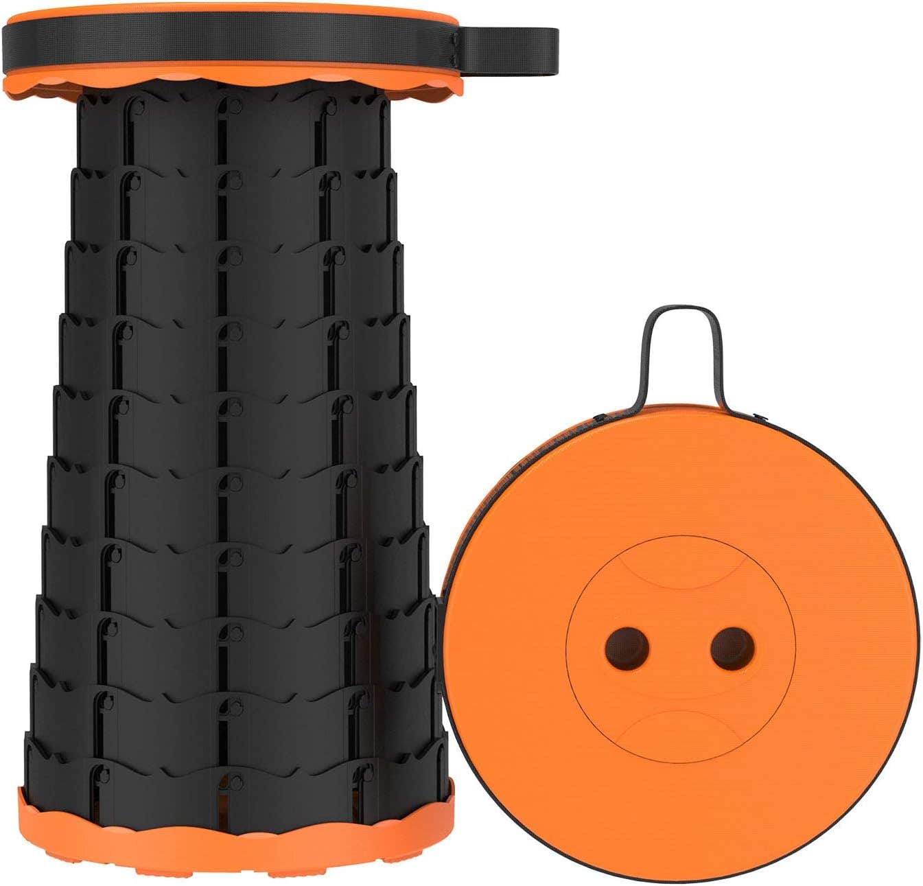 Kitabulb Lightweight Plastic Folding Stool, Load Capacity 130KG - Orange Black