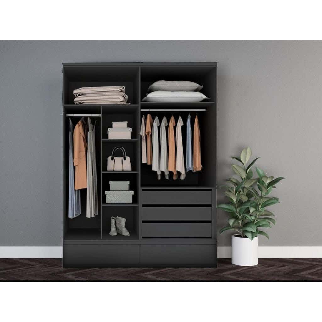MDF Clothes' Cabinet, 210x140x50 cm - Black