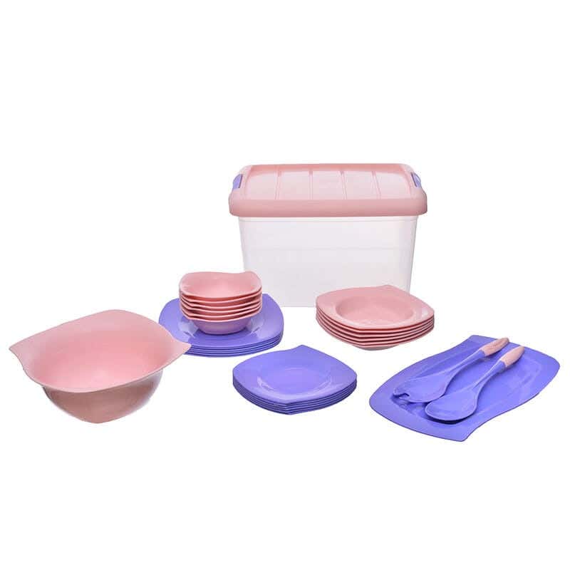 Polypropylene Dinner set, 29 pieces - Watermelon turquoise