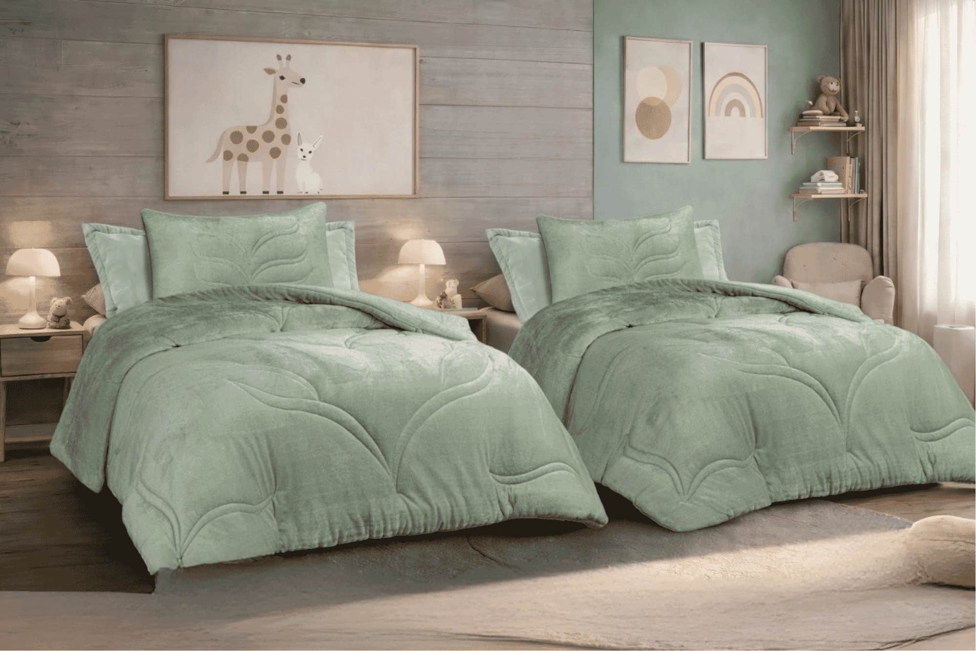 Rimas baby quilt, 240x190cm, velvet - mint green