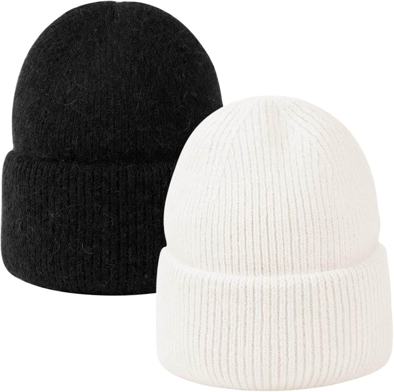 Ibeauti Knit Beanie, M, 2 Pieces - Black White
