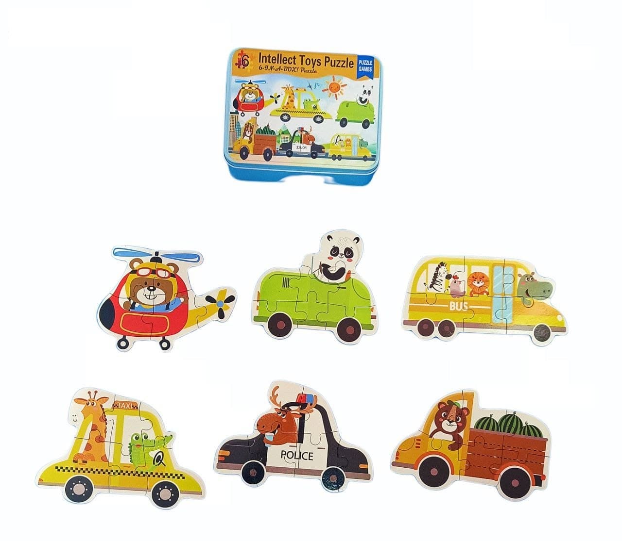Alsafwa W22-29-2 Transportation And Animals Puzzle for Unisex Children - Multicolor