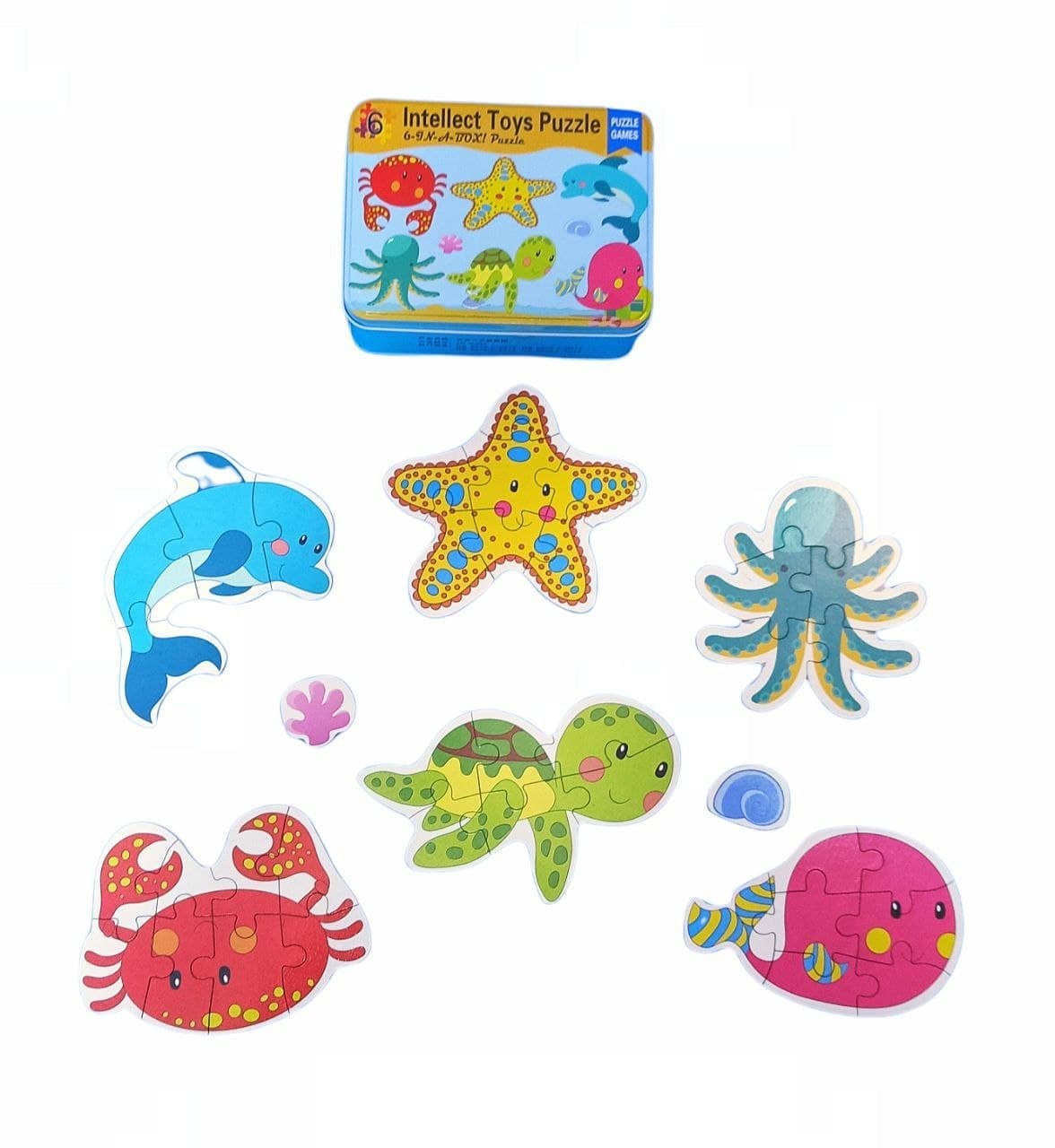 Alsafwa W22-29-3 Sea Creatures Puzzle for Unisex Children - Multicolor