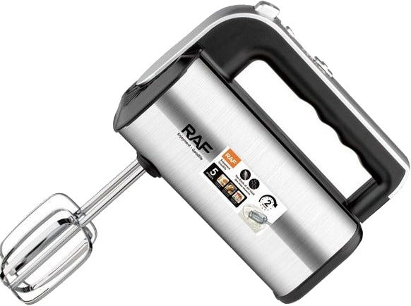RAF R.6695 Stainless Steel Hand Mixer & Eggs Beater,5 Speeds, 650W - Grey