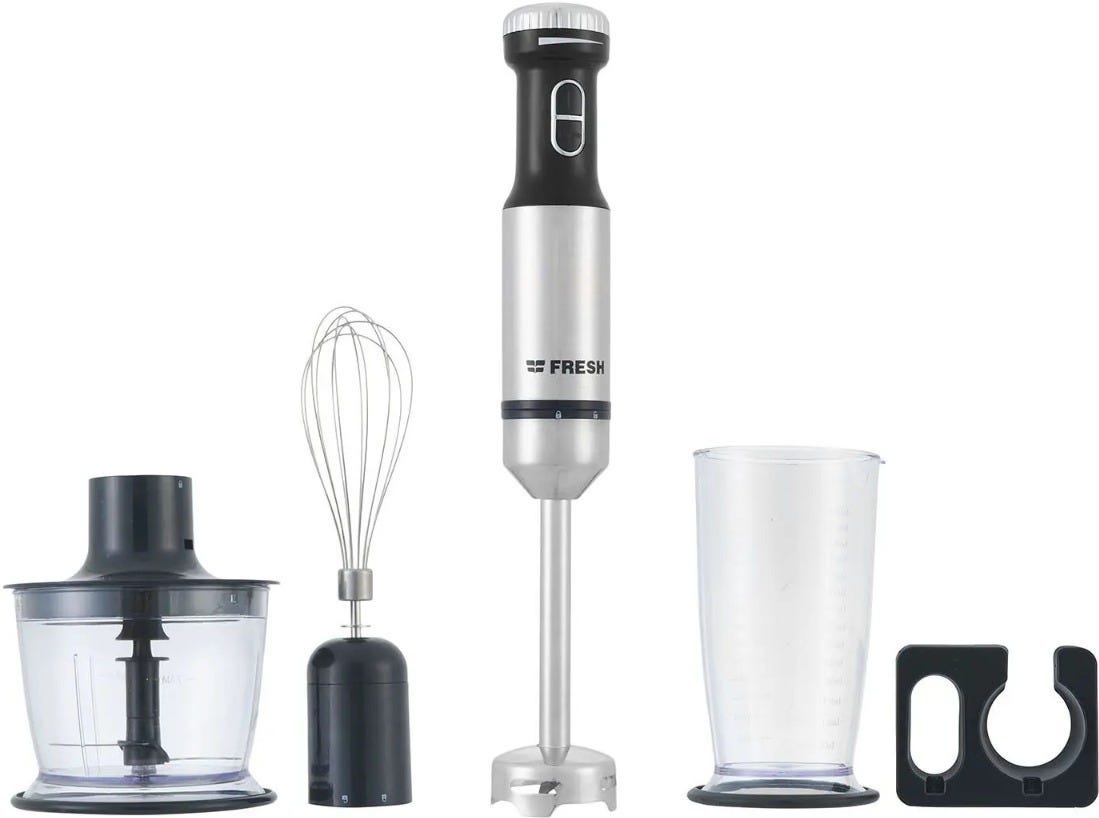 Fresh Turbo Hand Blender with Accessories, 800 Watts, HB-800FO, Black/Silver