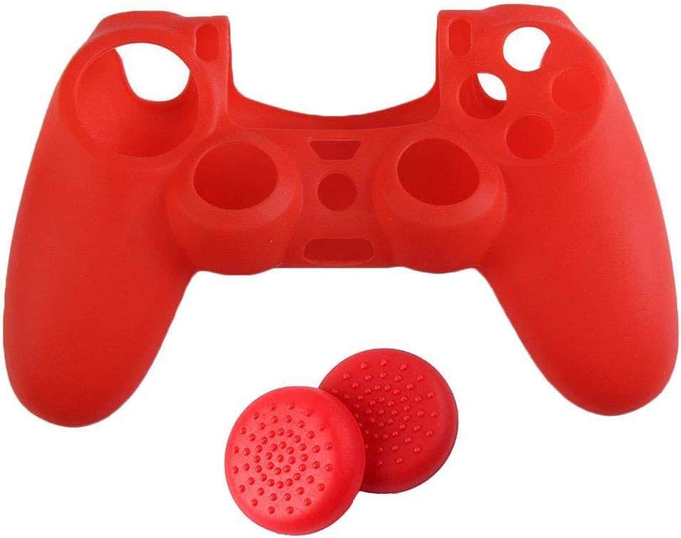 Controller Case With Thumb Grip Covers, Silicone, Non-Slip, For Playstation 4, 3 Pieces