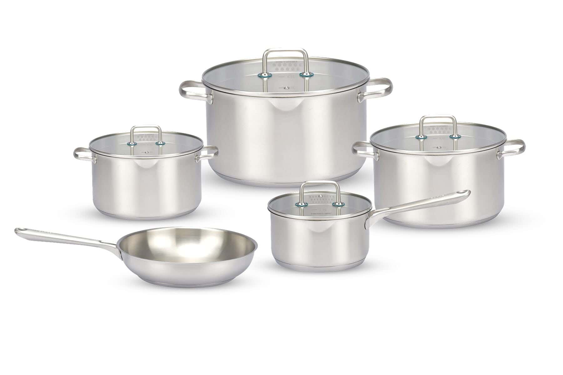 Neoflam Stainless Steel Cookware Set, 9 Pieces, Made In Turkey - Silver